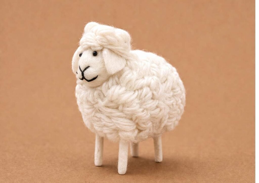 Handmade needle felted sheep wool toy from Nepal fair trade eco-friendly Hillyarn
