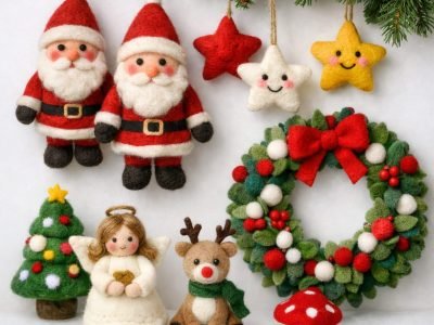 Handmade felt holiday ornaments and Christmas decorations from Nepal for wholesale.